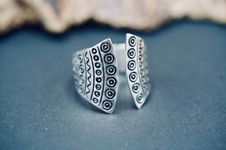 Large Silver Statement Ring, Oversized Geometric Adjustable Ring, Tribal Style Silver Ring, Non Tarnish Alternative Jewellery, Boho Ring