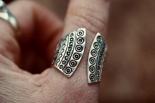Large Silver Statement Ring, Oversized Geometric Adjustable Ring, Tribal Style Silver Ring, Non Tarnish Alternative Jewellery, Boho Ring