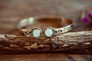 Moonstone Brass Bangle Bracelet, Spiritual Bracelet, Boho Brass Bangle, Statement Cuff, Feminine Jewellery, Gift for Her