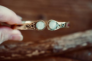 Moonstone Brass Bangle Bracelet, Spiritual Bracelet, Boho Brass Bangle, Statement Cuff, Feminine Jewellery, Gift for Her