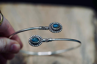 Silver Arm Bracelet Labradorite – Bali Style Silver Upper Arm Bracelet, Boho Goddess Jewellery, Adjustable Statement Arm Band