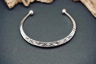 Men’s Silver Cuff Bracelet, Engraved Geometric Bangle, Boho Alternative Jewellery, Silver Open Cuff, Unique Gift for Him
