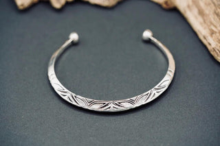 Men’s Silver Cuff Bracelet, Engraved Geometric Bangle, Boho Alternative Jewellery, Silver Open Cuff, Unique Gift for Him