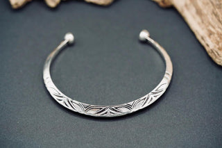 Men’s Silver Cuff Bracelet, Engraved Geometric Bangle, Boho Alternative Jewellery, Silver Open Cuff, Unique Gift for Him