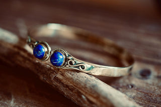 Lapis Lazuli Brass Bangle Bracelet, Spiritual Bracelet, Boho Golden Bangle, Statement Cuff, Feminine Jewellery, Gift for Her