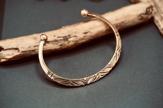 Men’s Brass Cuff Bracelet, Engraved Geometric Bangle, Boho Alternative Jewellery, Gold Tone Open Cuff, Unique Gift for Him