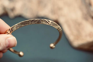 Men’s Brass Cuff Bracelet, Engraved Geometric Bangle, Boho Alternative Jewellery, Gold Tone Open Cuff, Unique Gift for Him