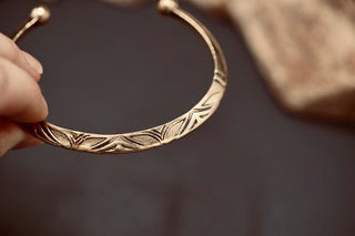 Men’s Brass Cuff Bracelet, Engraved Geometric Bangle, Boho Alternative Jewellery, Gold Tone Open Cuff, Unique Gift for Him