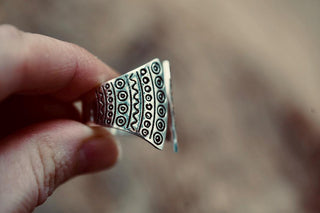 Large Silver Statement Ring, Oversized Geometric Adjustable Ring, Tribal Style Silver Ring, Non Tarnish Alternative Jewellery, Boho Ring