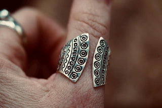 Large Silver Statement Ring, Oversized Geometric Adjustable Ring, Tribal Style Silver Ring, Non Tarnish Alternative Jewellery, Boho Ring