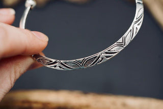 Men’s Silver Cuff Bracelet, Engraved Geometric Bangle, Boho Alternative Jewellery, Silver Open Cuff, Unique Gift for Him