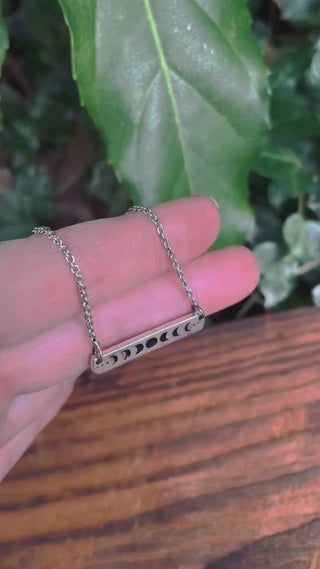 Lunar Phase Silver Necklace / Chain / Astronomy / Ethnic / Gypsy / Boho / Bohemian / Festival / Burning Man / Coachella / Silver plated