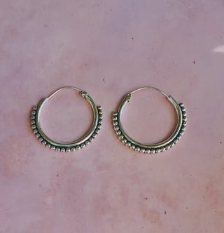 Boho Silver Hoop Earrings /  Ethnic  Hoops / Rustic / Yoga / Festival Fashion / Silver Earrings / Tribal / Bohemian Style / Gift for Her