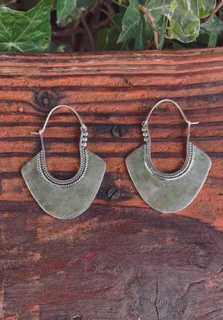 Indian Style Long Drop Silver Earrings; Ethnic, Geometric, rustic, yoga, hippie, gypsy, pretty, psy, boho, bohemian, festival