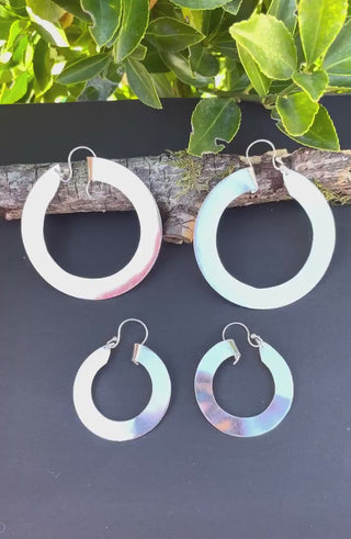 Wide Flat Silver Hoops / Funky Silver Hoop Earrings / Ethnic Boho Classic XL Bohemian Chic Gold Gypsy Spiral Hippie Hiphop Festival