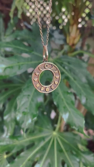 Lunar Calendar Necklace / Moon Phases / Hypoallergenic / Gold / Yoga / Reiki / Boho / Hippie / Rustic / Ethnic / Crystals / Third Eye /
