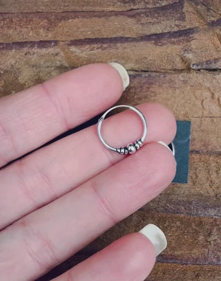 Small Boho Sterling Silver 925 Hoop Earrings / Clicker Jewellery /  Small Hoops / Rustic / Yoga / Hippie / Gypsy / Boho / Bohemian / Unisex