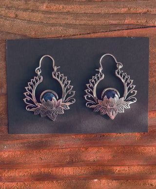 Lapis Lazuli Earrings Silver Lotus Flower / Boho Jewellery / Bohemian Style / Hippie / Bohemian Look / Gift For Her / Festival