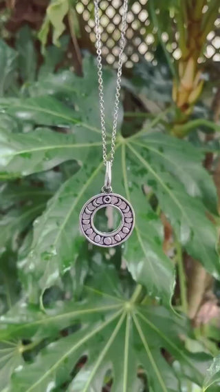 Lunar Calendar Necklace / Moon Phases / Hypoallergenic / Silver / Yoga / Reiki / Boho / Hippie / Rustic / Ethnic / Crystals / Third Eye /