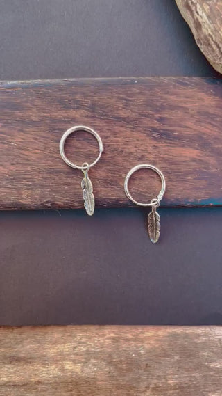 Feather Earrings Sterling Silver 925 Hoops / Delicate / Boho / Tarot / Mystical / Pagan / Boho / Sensitive / Hypoallergenic ears