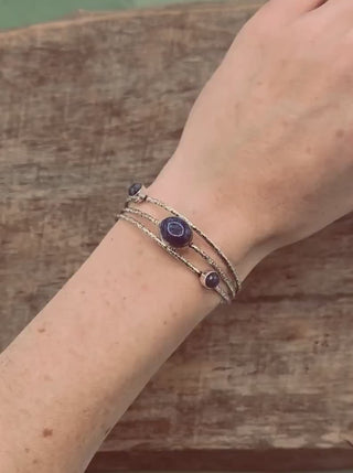 Large Size Lapis Lazuli Silver Bracelet, Bohemian Bangles, Gift Box Option, Boho, Artisanal