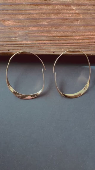 Irregular Gold Hoop Earrings / Brass / Rustic / Boho Style / Classic Silver Hoops / Bohemian Look / Modern Earrings / Brass Hoops