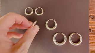 Small Sterling Silver Chunky Hoop Earrings 925 / Hypoallergenic / Classic Jewelery / Rustic / Bohemian / Hippie / Chunky / Fashion Style