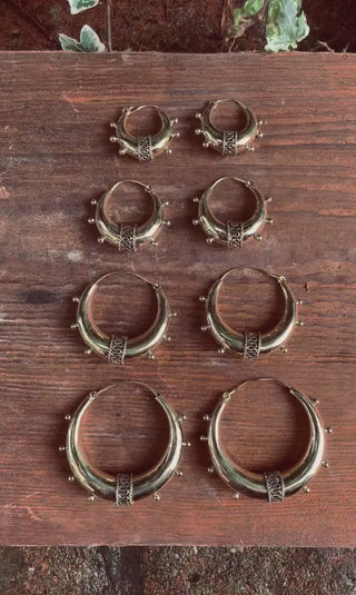 Chunky Bali Gold Hoop Earrings / Ethnic / Rustic / Bohemian / Gypsy / Spiral / Hippie / Chunky / Festival / style