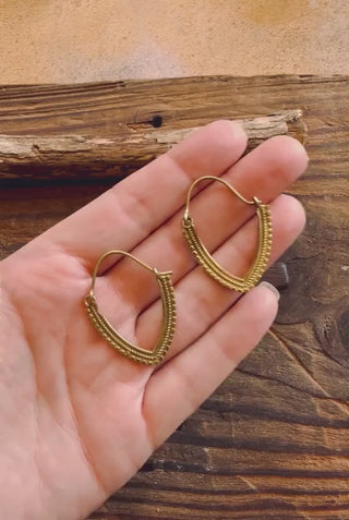 Small Brass Boho Hoop Earrings, Bohemian Style Hoops, Hypoallergenic Option, Gift for Her