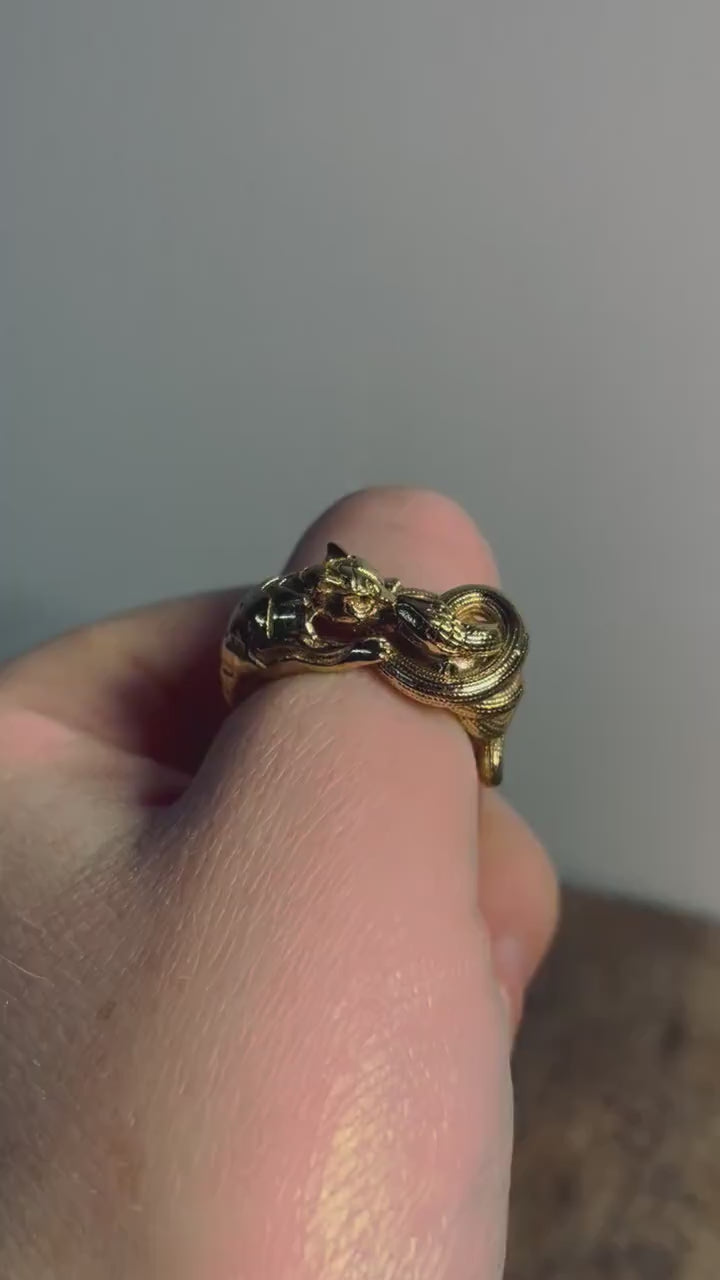 Tiger Snake Gold Brass Ring, Statement Ring, Unique Animal Ring.