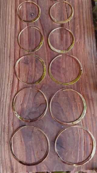 Rustic Gold Hoops / Hammered Flat / Brass Hoops / Ethnic Boho Classic XL Bohemian Chic Gold Gypsy Spiral Hippie Hiphop Festival
