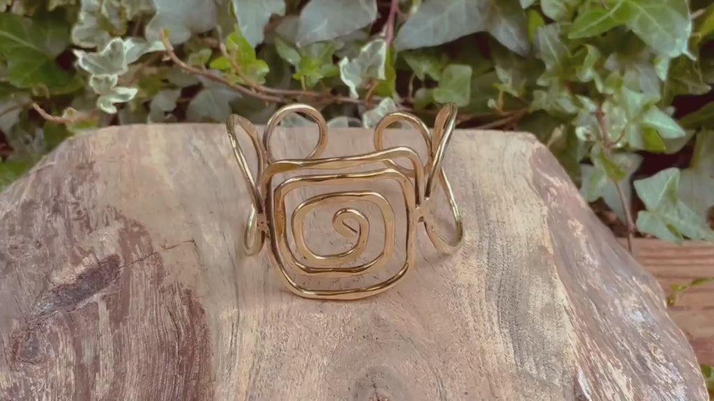 Large Geometric Brass Bracelet Cuff / Contemporary / Modern / Boho / Ethnic / Rustic / Bohemian / Hippie / Gypsy / Jewellery / Mens jewelery