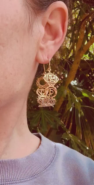 Seven Chakras Brass Hoops / Boho Chakra Earrings / Gold Earrings / Ethnic/ Yoga /  Bohemian Look /  Festival Fashion / Meditation Jewelry