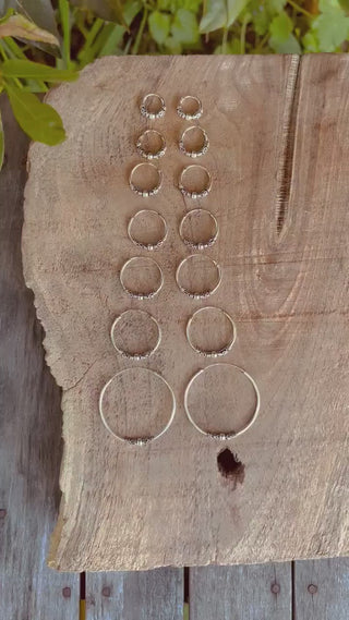 Sterling Silver 925 Hoop Earrings Bali Style Sleeper Dainty Hypoallergenic / Ethnic / Rustic / Bohemian / Gypsy / Hippie / Festival / style