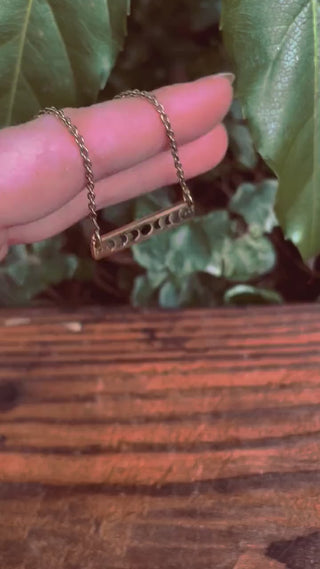 Lunar Phase Gold Necklace / Brass / Chain / Astronomy / Ethnic / Gypsy / Boho / Bohemian / Festival / Burning Man / Coachella