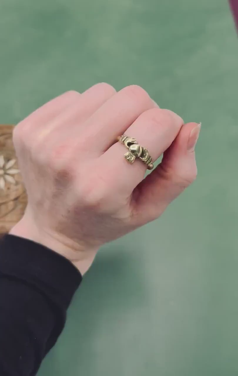 Brass Claddagh Heart Ring – Handmade Friendship, Loyalty & Love Jewellery | Kaali Boutique LTD