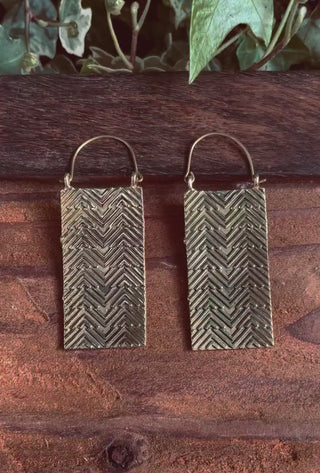Boho Rectangle Earrings Brass / Boho Jewelery / Bohemian Look / Festival Fashion / Yoga / Gypsy / Rustic / Tribal Jewellery / Indian Design