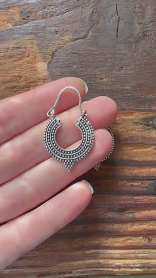 Small Silver Boho Earrings Bohemian Ethnic