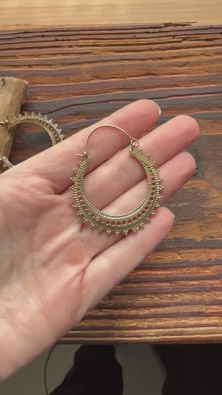 Afghani Boho Brass Hoops / Ethnic / Rustic / Psy / Gypsy / Hippie / Tribal