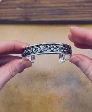 Silver Celtic Knot Cuff Bracelet, Bohemian Jewellery Gift for Her