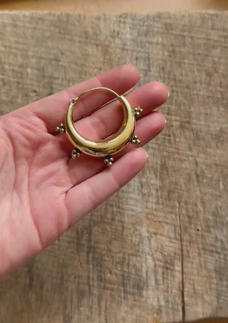 Gold Chunky Hoop Earrings, Multiple Size Beaded Hoop Earrings, Ethnic Hoop Earrings, Boho Statement Earrings
