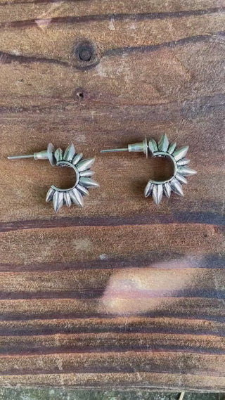 Chunky Silver Spike Stud Earrings / Steampunk / Geometric / Ethnic / Boho / Bohemian / Conteporary / Modern Jewelery / / Festival