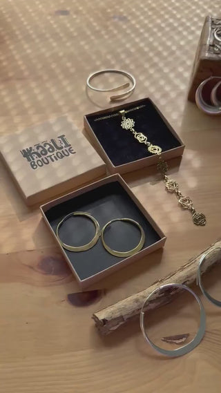 Gift Box for Her / Hoop Earrings / Dainty Bangle / Chakras Necklace / Choose Your Box