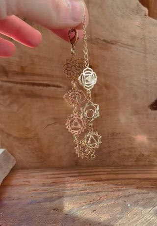 Gold Seven 7 Chakras Bracelet Brass Chain / Yoga / Reiki / Boho / Hippie / Rustic / Ethnic / Crystals / Third Eye / Illuminati