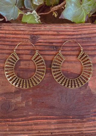 Extra Large Hoops Gold Earrings / Lightweight Brass / Unique Gift / Boho Jewellery / Ethnic / Rustic / Festival / Gypsy / Hippie / Statement