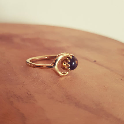 Galaxy Sun & Moon Brass Ring / Labradorite / Zodiac / Purple / Boho / Ethnic / Rustic / Quartz / Tribal / Gypsy / Heaing / Festival 