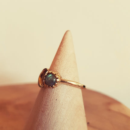 Galaxy Sun & Moon Brass Ring / Labradorite / Zodiac / Purple / Boho / Ethnic / Rustic / Quartz / Tribal / Gypsy / Heaing / Festival 