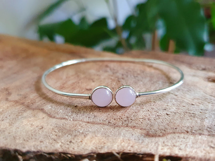 Silver Rose Quartz Bracelet / Minimalist / Rustic / Bohemian / Hippie / Gypsy / Psy / Chic / Jewellery / Body / Adjustable