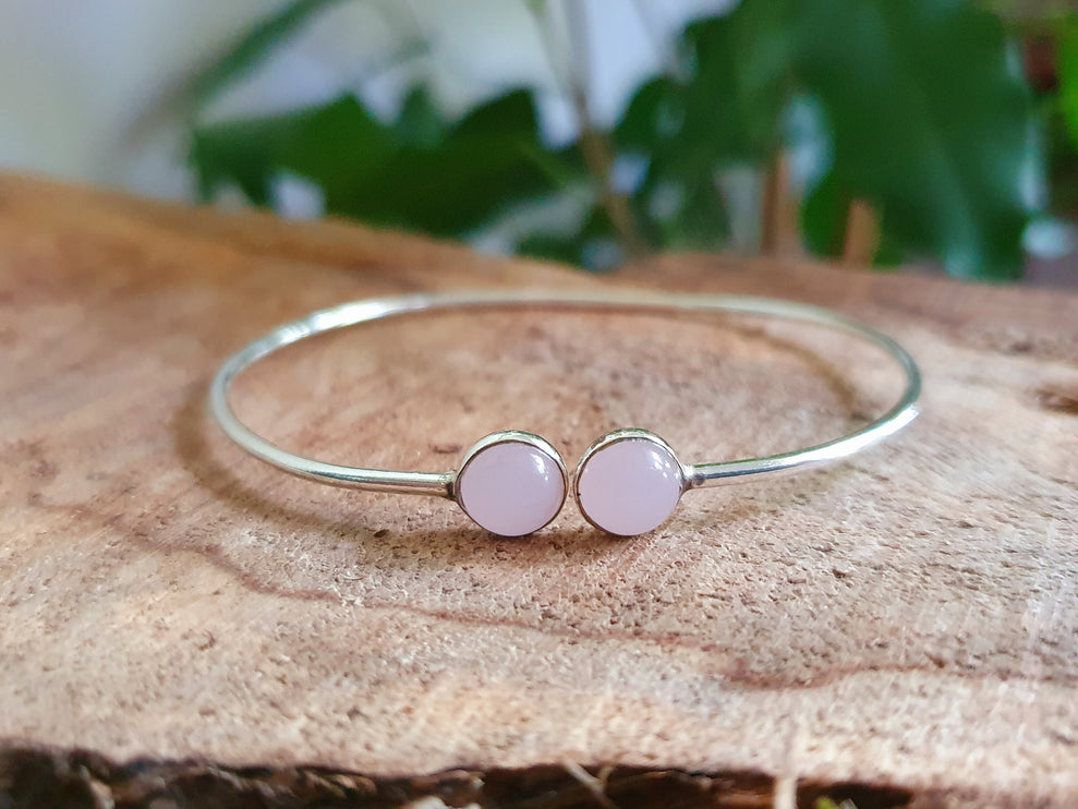 Silver Rose Quartz Bracelet / Minimalist / Rustic / Bohemian / Hippie / Gypsy / Psy / Chic / Jewellery / Body / Adjustable