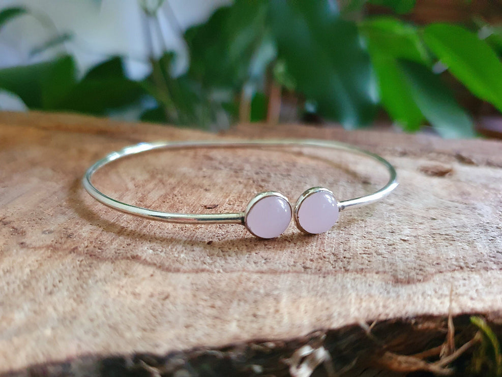 Silver Rose Quartz Bracelet / Minimalist / Rustic / Bohemian / Hippie / Gypsy / Psy / Chic / Jewellery / Body / Adjustable